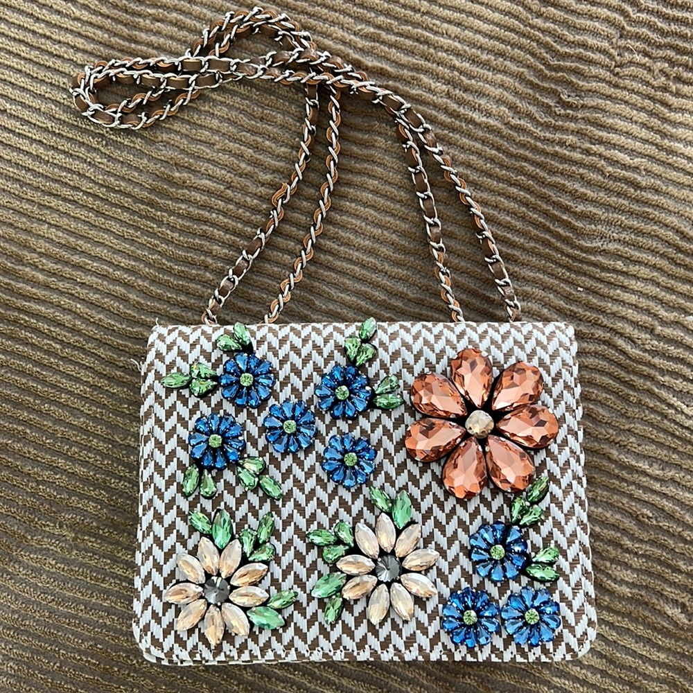 multi color crystal purse. never used